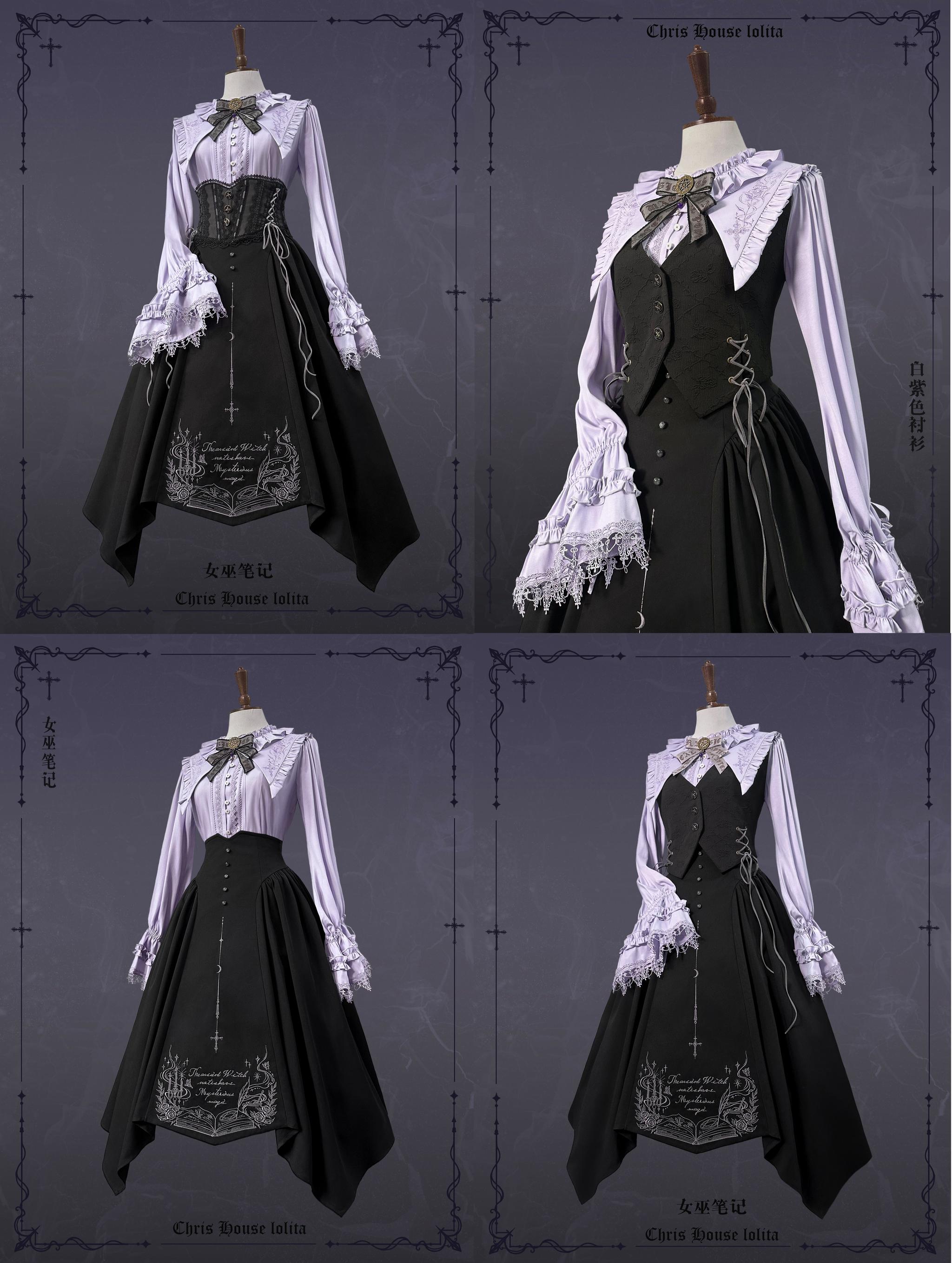 Witch Notes - Gothic Lolita Embroidered Dress Suit, Cross and Rose Print - image 43