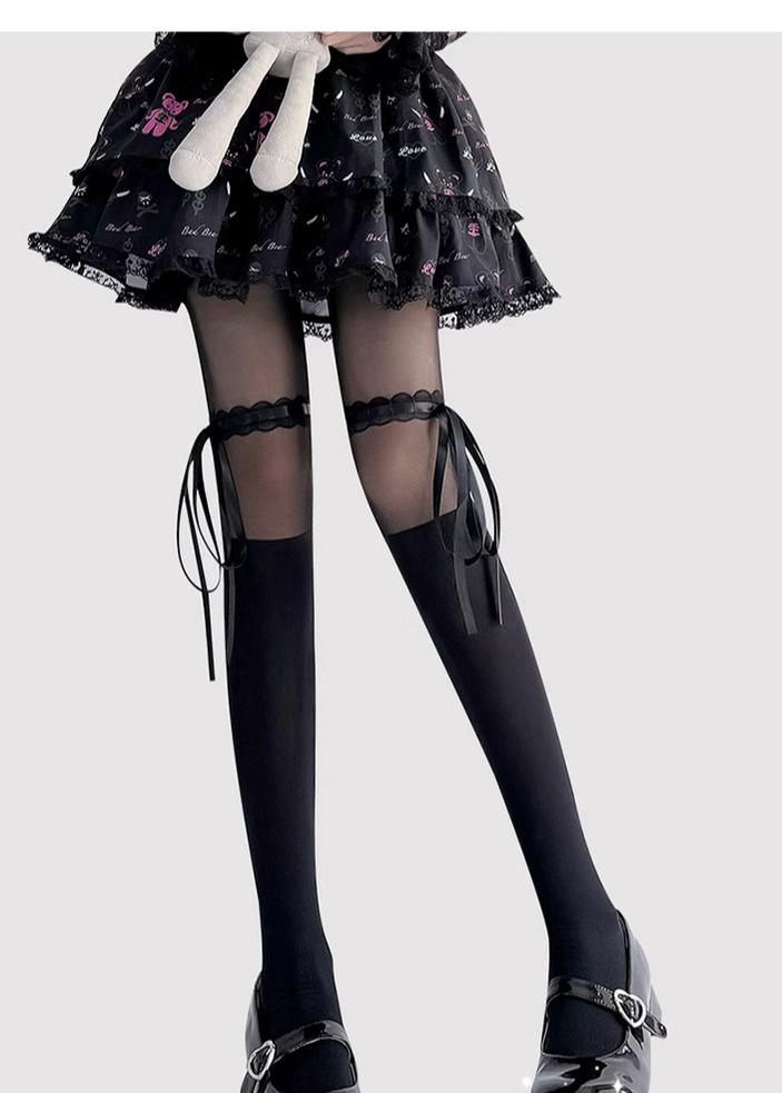 Lace-Splice Lolita Thigh-High Socks - image 13