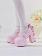 Whispering Tulip - Classic Lolita Heel Shoes with Detachable Bows - image 9