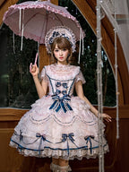 Sweet Bowknot and Embroidery JSK Dress with Lace Trim and Overlay - image 1