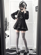 Black Sailor-Collar Jirai Kei Dress, Shorts and Tie Set - image 8
