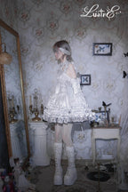 Metallic Angel - Silver-white Punk Lolita JSK, Wing and Rhinestone Details - image 5