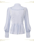 Eternal Rabbit Invitation - Ouji Lolita Ruffle V-Neck Blouse - image 6