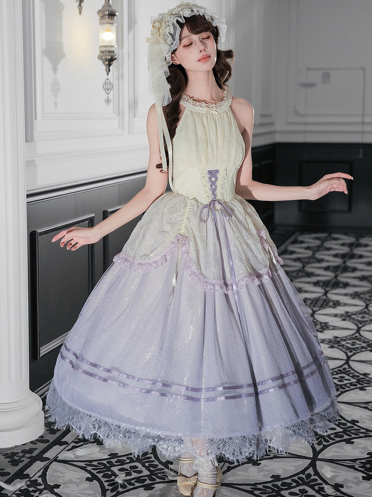 Purple Classic Gradient Lolita JSK Set with Cardigan and Hair Accessories - image 5