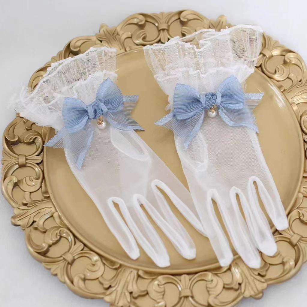 Elegant Lolita Bow Gloves, Retro Lace Glove - image 5