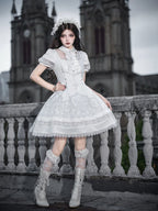 White Lily Embroidery Lace Gothic Lolita Dress - image 16