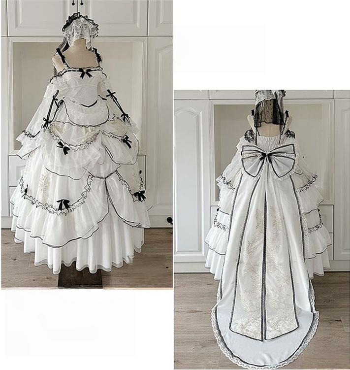 Layered Poem Wedding Sweet Plus Size Lolita JSK Dress Set - image 25
