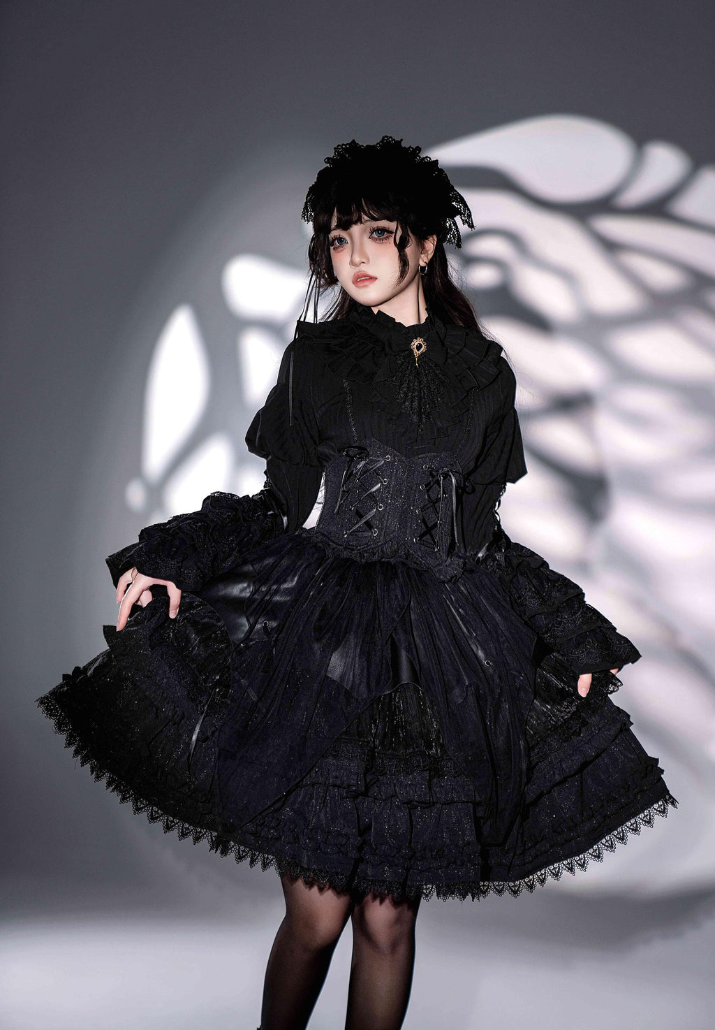 Good and Evil Angel - Gothic Lolita SK Set Retro Princess Sleeve Blouse - image 6