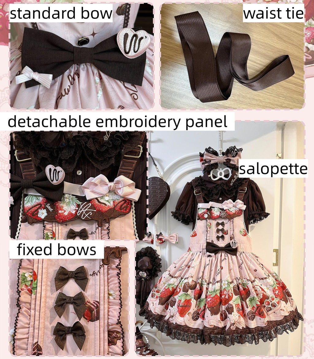 Strawberry Chocolate Lovers Sweet Lolita Embroidered Dress - image 8