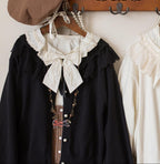 Graceful Dream - Retro Kawaii Lolita Sweater Cardigan, Ruffled Lace Neckline - image 13