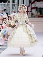 Green Layered-Ruffle Elegant Lolita Dress with Front Button Placket - image 7
