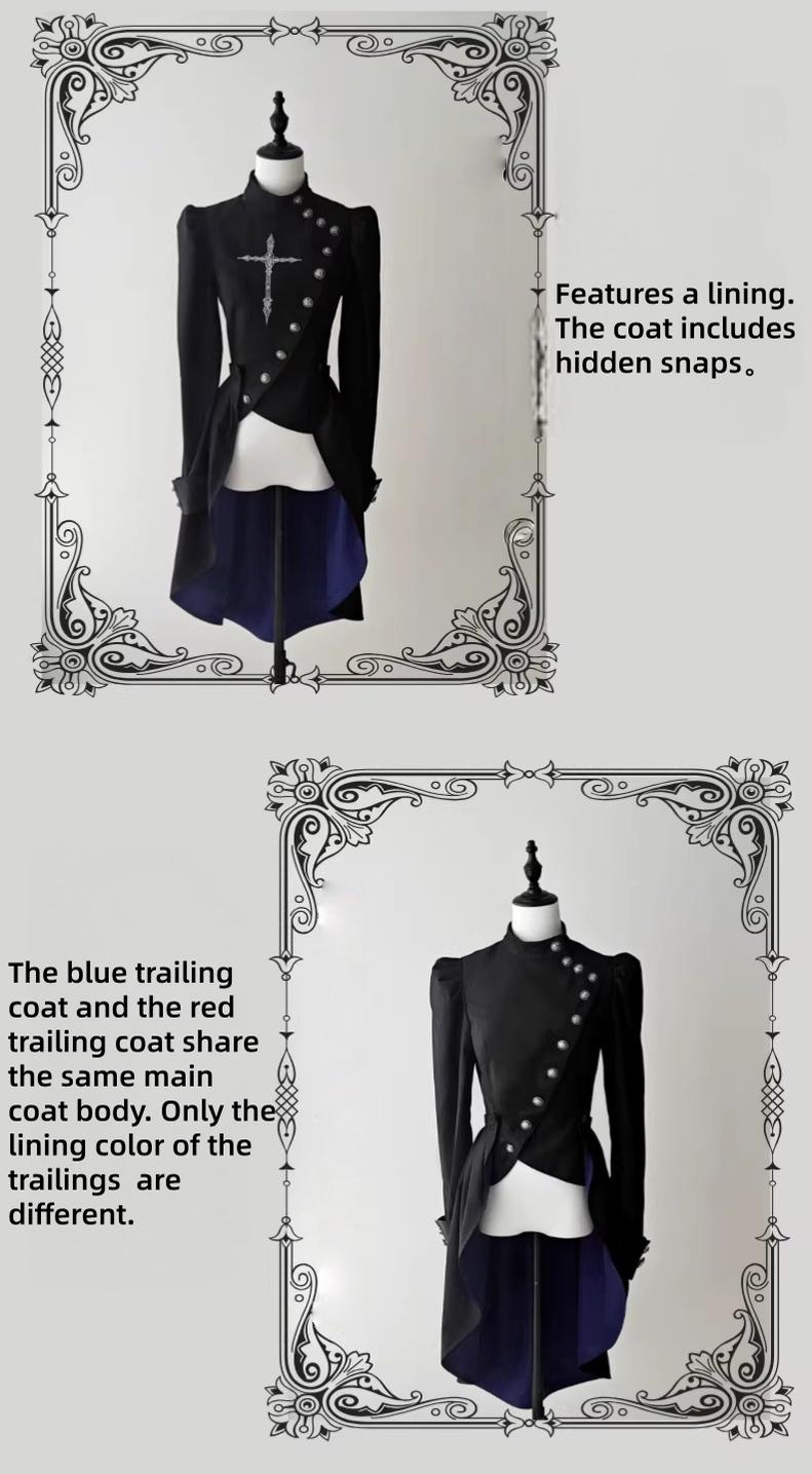 White Night Sonata - Ouji Lolita Embroidery Coat, Detachable Trailing - image 7