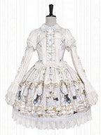 Rabbit Print OP with Detachable Striped Sleeves - image 1