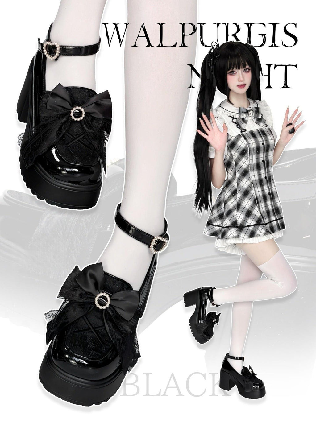 Daily Black and White Lolita Heels - image 2