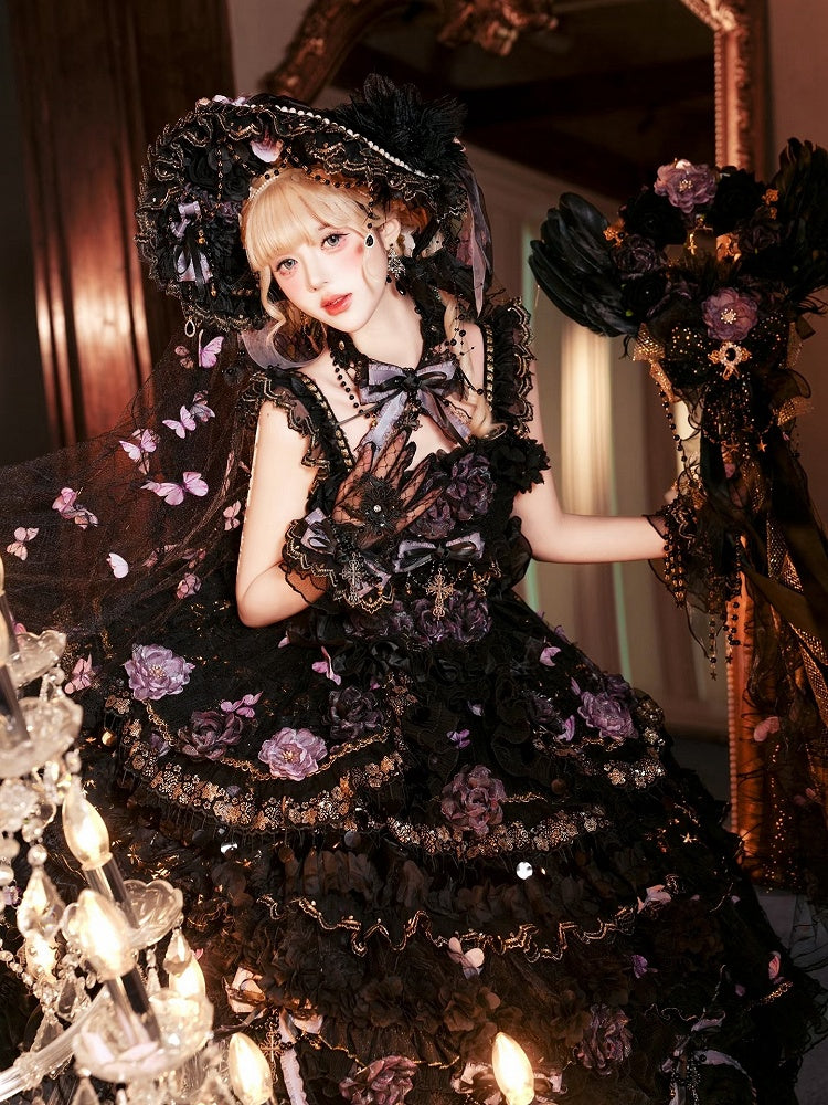 Black and Purple Ankle-Length Hanayome Hime Lolita Dress - image 9