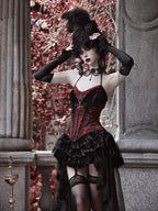 Goth Spiderweb Lace Wine Red Vampire Boned Corset - image 8