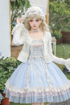 Island Diary - Square Collar Flutter Sleeves Triple-Layered Ruffled Lace-Up Sweet Lolita JSK Dress 2 Versions - image 19