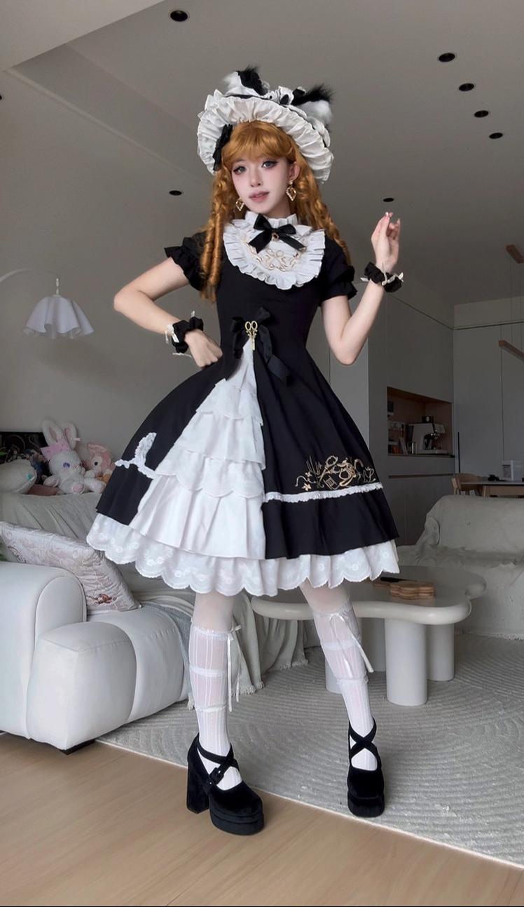 Sewing Magic Cat - Classic Lolita Six-Panel OP Dress with Embroidery and Accessories - image 15