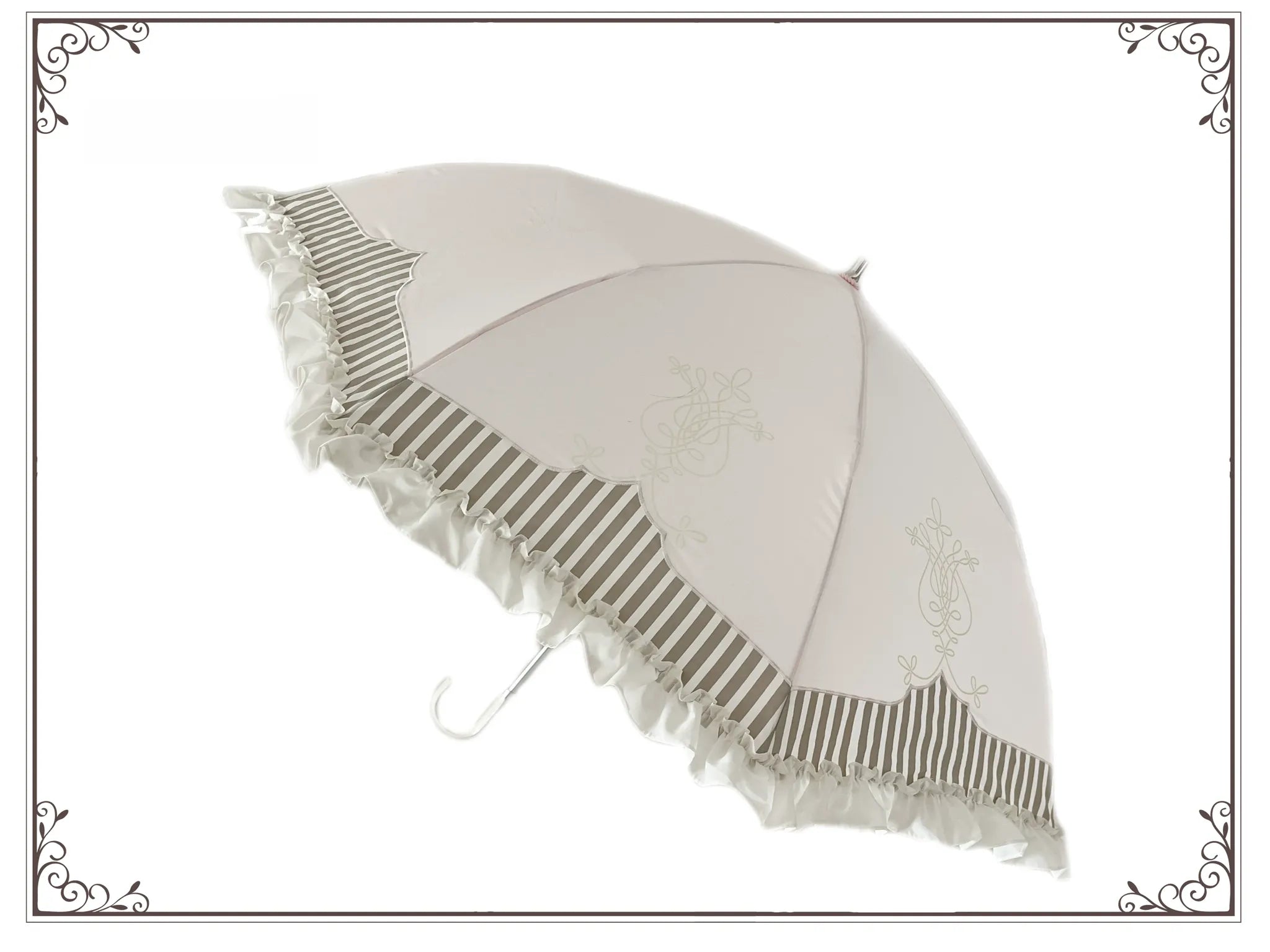 Lyre Academy - Classic Lolita 2-Fold Parasol, Lyre Print and Embroidered Trim - image 7