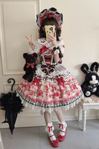Sweet Berry Bunny Bear - Printed Bow Lace Lace-Up Sweet Lolita JSK Dress - image 4