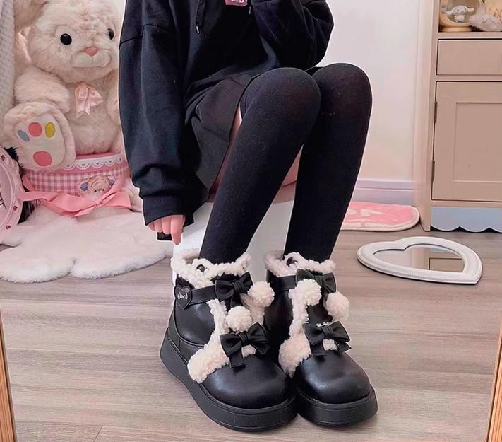 Furry Bear - Winter Cute Lolita Short Snow Boots - image 25