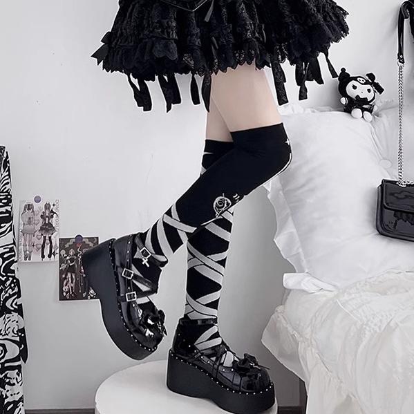 Devil Cross - Punk Lolita Shoes Cross High Platforms Shoes - image 7