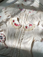 Sweet Lolita Jacquard Blouse, Strawberry Embroidery Collar - image 1