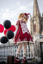 Letters and Poems · Doll Mask - Poker Clown Long Sleeves Ruffled Bow Gothic Lolita Dress Set - image 12