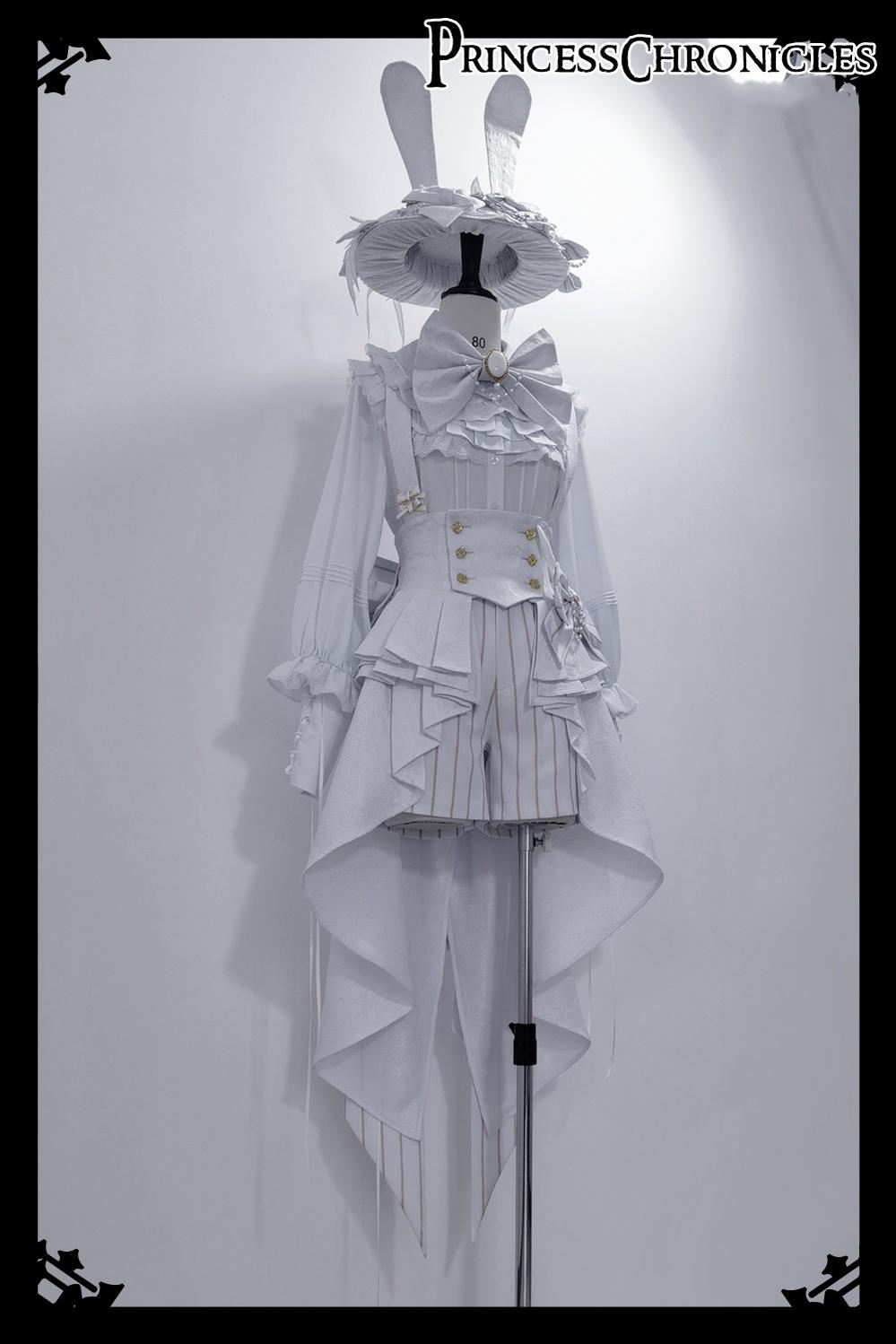 Rabbit Theater White Moonlight - Ouji Lolita Shorts Set, Rabbit Hat - image 1