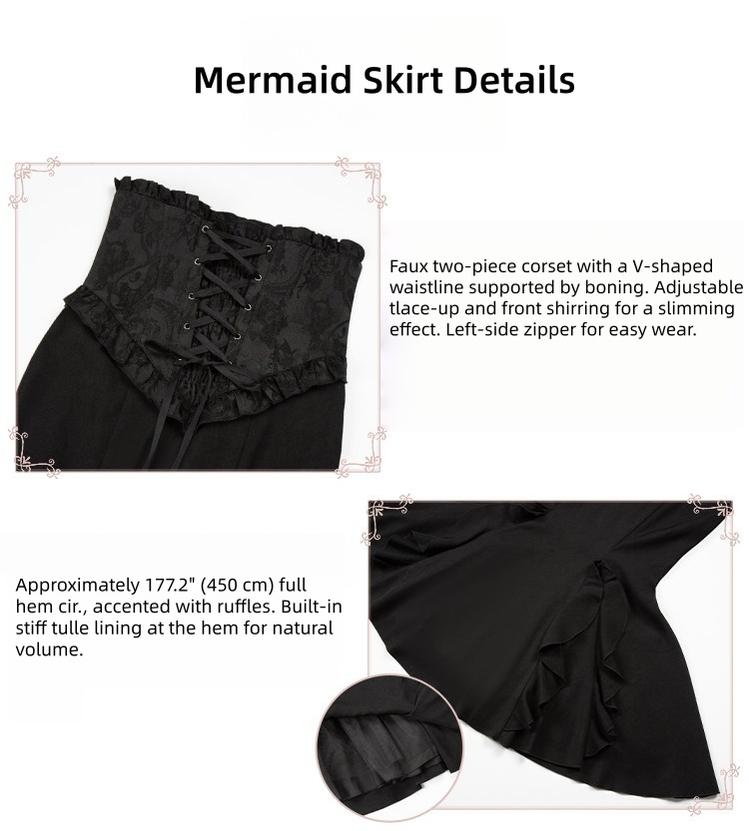 Blake - Boning Gothic Lolita Mermaid Skirt, Lifted-hem SK and Accessories - image 6