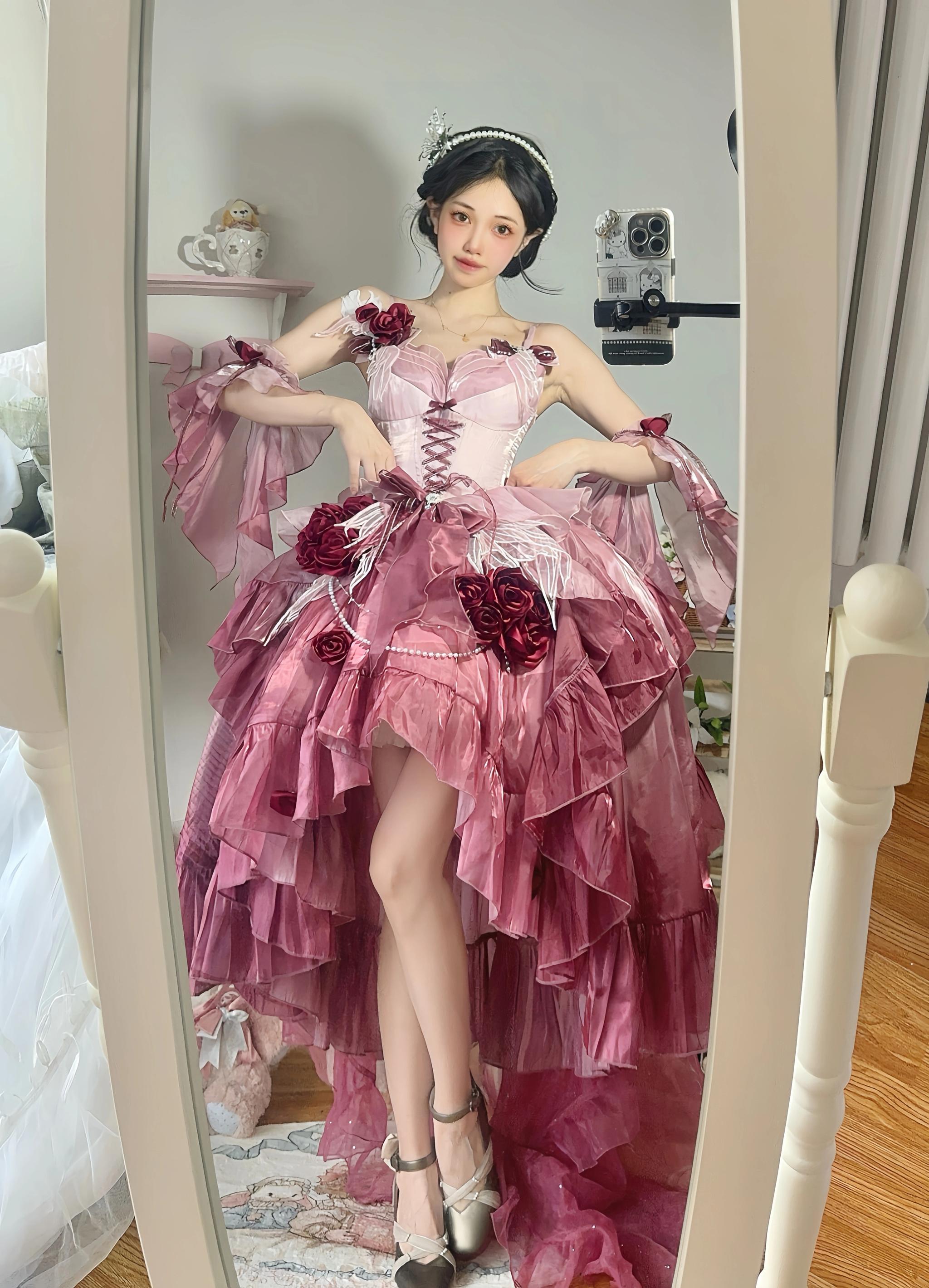 Swan Wonderland - Fairy Lolita JSK with High-Low Hem - image 6