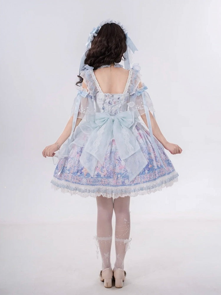 Blue Pearl Marine Print Lace-Trimmed Sweet Lolita JSK - image 5