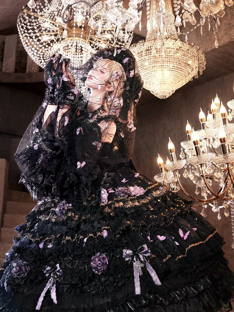 Black and Purple Ankle-Length Hanayome Hime Lolita Dress - image 4