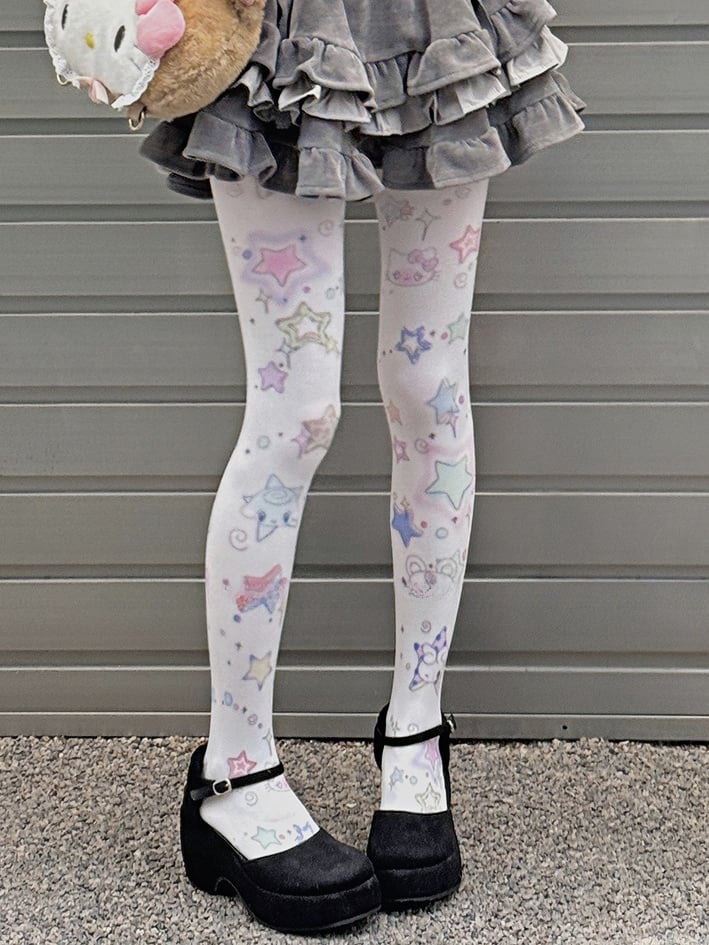 Sweet Star Print Lolita Tights - image 3