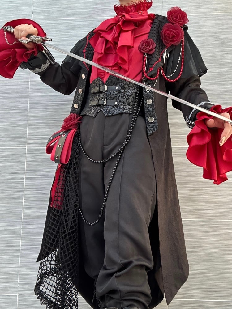 Black Ouji Fashion Lolita Pants with Separate Corset Belt - image 10
