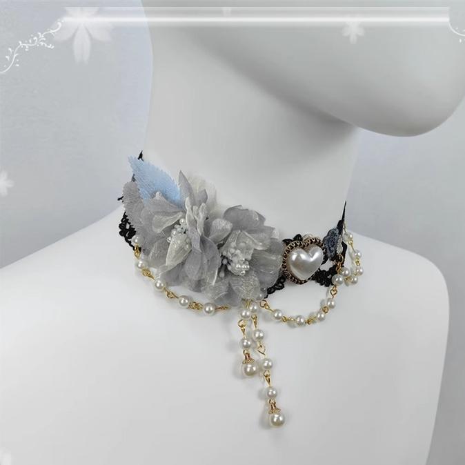 Elegant Lolita Rose Gemstone Pearl Necklace - image 2