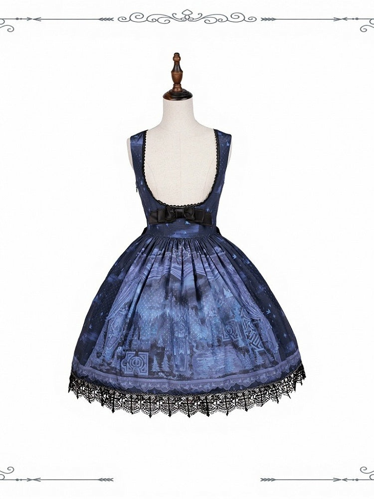 Floral Print Lace-Up Back JSK Dress - image 2