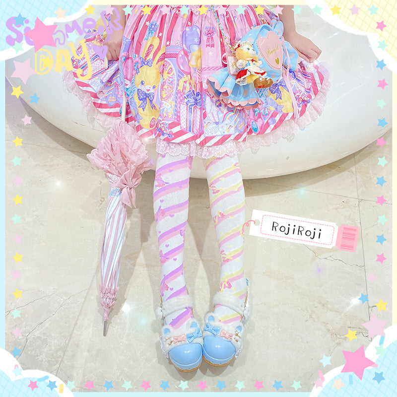 Winter Cotton Lolita Knee Socks, Candy Print - image 1