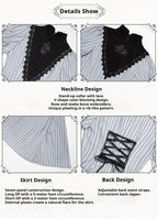 Nocturne SP - Striped Gothic Lolita OP Twin Lolita Dress with Apron and Accessories - image 34