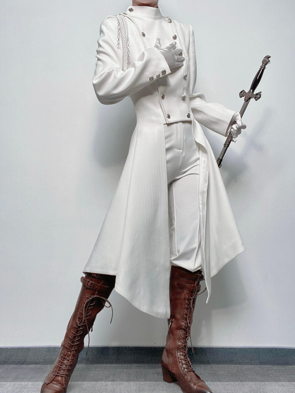 Eternal Moonlit Night - Ouji Lolita Coat, Double-Breasted High-Low Hem - image 1