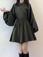 Green Drawstring Elastic Waist Skort with Tassel Accents - image 1