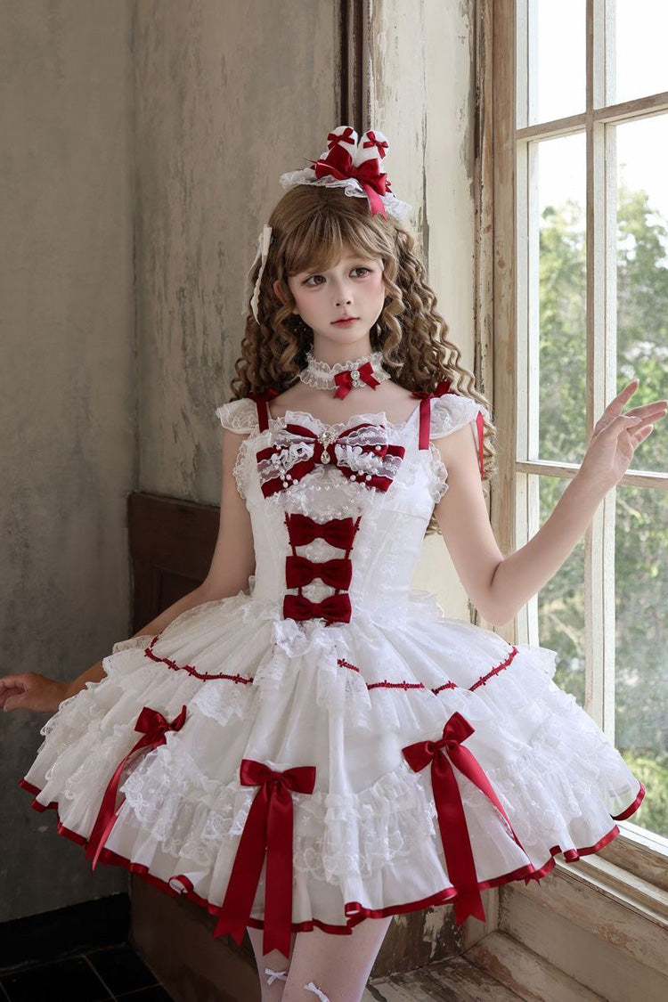 White Candy Satin Ballet Sweet Lolita JSK Dress - image 1