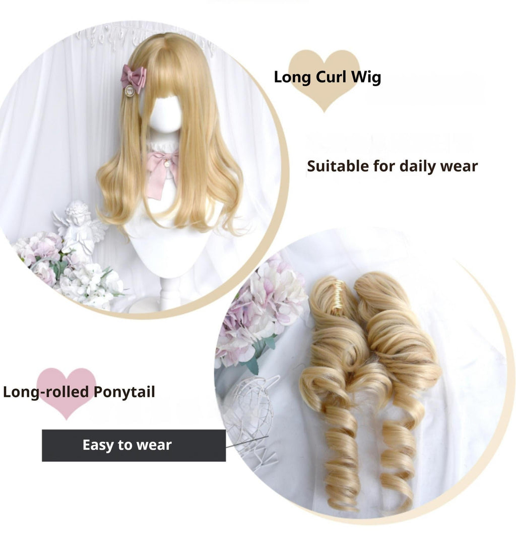 55cm Blonde Curly Lolita Wig with Detachable Double Ponytails - image 7