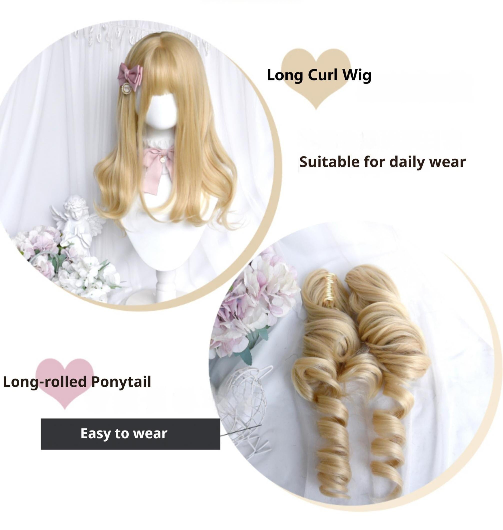 55cm Blonde Curly Lolita Wig with Detachable Double Ponytails - image 7