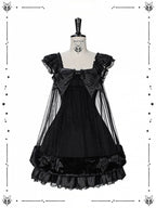 Black Gothic Pearl and Bow JSK Dress - image 1