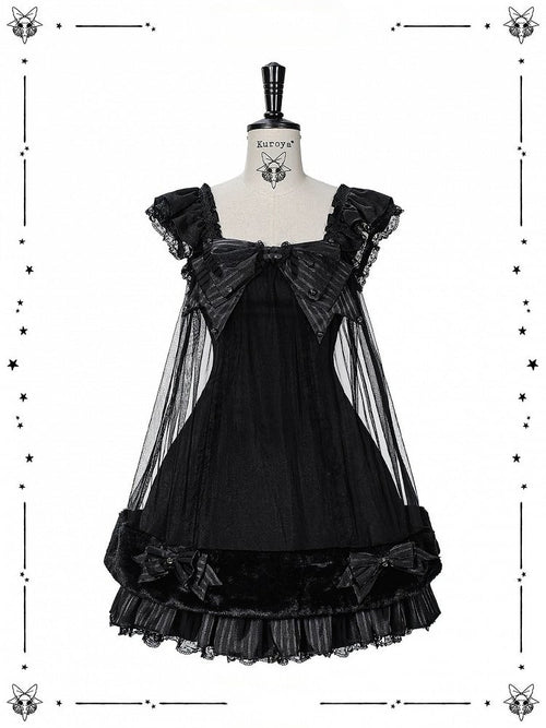 Black Gothic Pearl and Bow JSK Dress - image 1