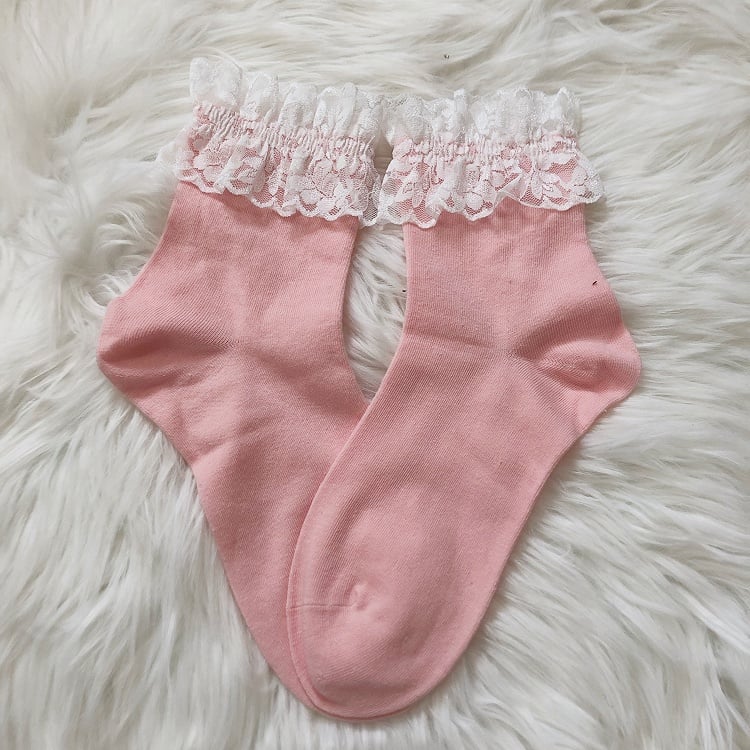 Lace-Trimmed Lolita Cotton Socks - 4 Colors - image 6
