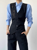 ASAE Black V-Neck Ouji Suit Vest - image 6
