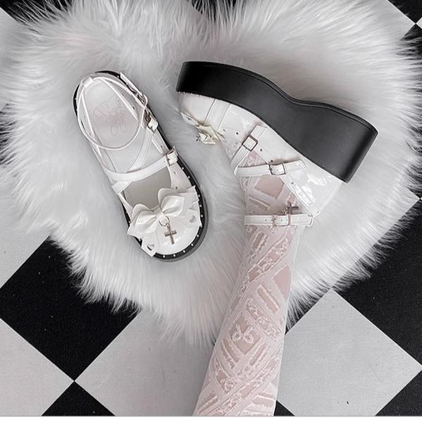 Devil Cross - Punk Lolita Shoes Cross High Platforms Shoes - image 6