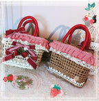 Country Lolita Straw-Woven Bag, Strawberry Accent - image 2